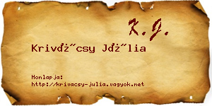 Krivácsy Júlia névjegykártya